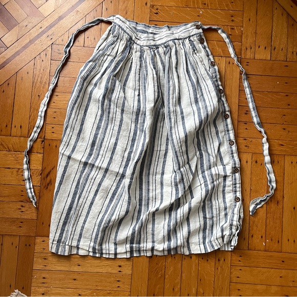 Zara Striped Linen Midi Skirt SZ XS - Picture 2 of 8